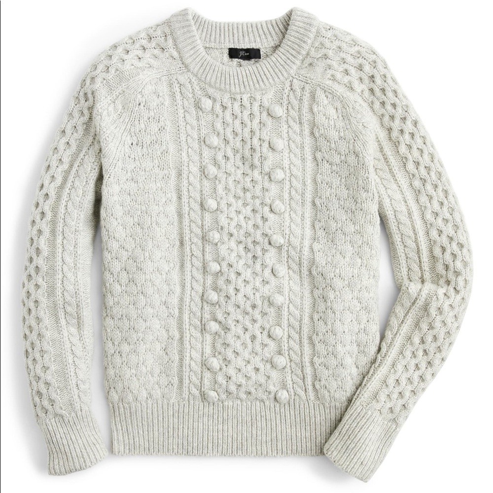 J. Crew Popcorn Cable Knit Crewneck Sweater